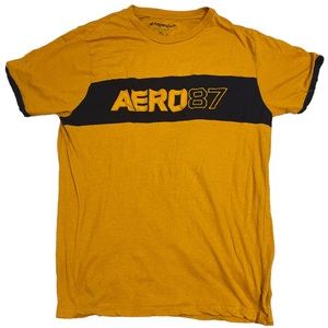 Aeropostale orangish yellow and navy blue shirt